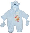 Boys Snowsuit Fleecy All In One Coat With Mits Winnie Pooh and Tigger Pale Blue