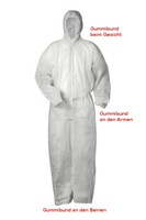 Einweg Schutzanzug Overall,Gummiabschlüsse an Kapuze Armen und Beinen staubdicht