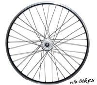 schwarzes Vorderrad m. silberfarbenem Nabendynamo Shimano , 28", Alufelge  