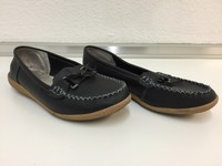 Topway Damenschuh Halbschuh Echt Leder Mokassins Schwarz Gr. 40