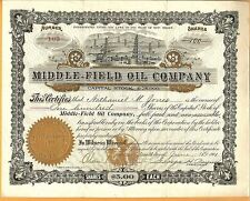 1901 Middle-Field Oil Company Stock Certificate New Jersey Nj