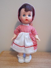 Littlest Angel Doll 11" R&B w/ White & Red checked Dress & Sun Hat, 1960's