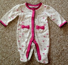 Baby PREEMIE Footed Sleeper~ Bows & Polka Dots Design ~ NWT ~ Fits Reborns Too!