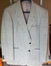 ACCELERATION Men's Tweed Sport Blazer Beige 2 Button Linen Blend  Size 42R