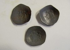 Rare Lot (3) Ancient Byzantine Aspron Trachy Billon Coin - 1200 Ad