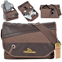 TABERNAK Umhängetasche MILTON Messenger A4 Laptop Tasche Canvas Cotton BRAUN NEU