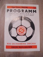 Fussballprogramm BSG Sachsenring Zwickau gegen Union Mühlhausen DDR-Liga 1989/90