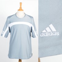 MENS ADIDAS CLIMALITE SILVER / GREY SPORTS T-SHIRT SHIRT JERSEY GYM JOG M