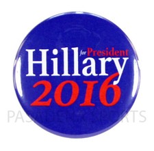 2016 HILLARY for PRESIDENT 2.25" PIN BACK CAMPAIGN BUTTON, clinton blu