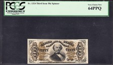 Us 50c Fractional Currency Red Back Fr 1324 Pcgs 64 Vch Cu Ppq