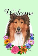 Garden Indoor/Outdoor Welcome Flag (Flowers) - Sable Collie 630191