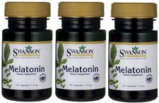 3x SWANSON MELATONIN STRESS RELIEF SLEEP AID 3mg total 360Capsules FREE shipping