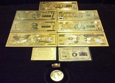 New Amazing 11Pc.Lot~.999 Fine Gold$1 Billion-$500 Banknote Rep.*+Coin/Flake&Bar