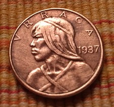 1937 Panama Urraca Un Centesimos Coin