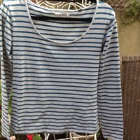 Seasalt stripe top size 12 grey/blue