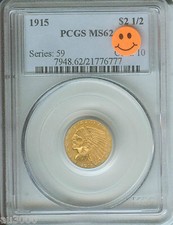 1915 $2.5 Indian Pcgs Ms62 Gold Ms-62 Better Date Premium Quality Pq +