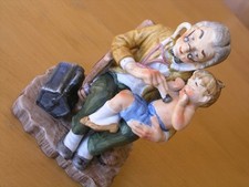 Vintage Porcelain Geo. Z. Lefton Figurine Doctor Examining Baby Young Boy 6 3/4"