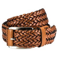 Ledergürtel Herren / Flechtledergürtel Herren LINDENMANN, Rindleder, cognac