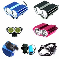 LED 2x CREE Fahrradlampe Akku Stirnlampe Kopflampe Licht Leuchte Set Clip-On NEU