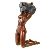Erotik Nackte Frau Bronze Figur Akt Signiert