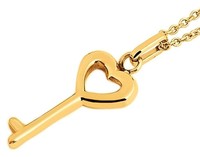 Halskette Schlüssel Herz Anhänger gold-farbig Edelstahl Ankerkette 48 cm