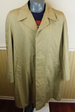 Vintage 60s Abercrombie & Fitch Weathermate Tan Khaki Twill Rain Trench Coat, 48