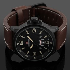 Men Luxury Army Date Sport Leather Wrist Watch Waterproof Analog Quartz Watches
