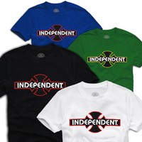 ★ INDEPENDENT "CLASSIC" original SKATE T-SHIRT, Sz. M & L ; schwarz-weiß-grün ★