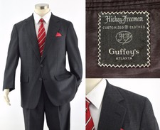 HICKEY FREEMAN Canterbury Gray Glen Plaid Full Canvassed Flannel Wool Suit ~ 41S