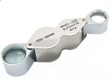 Dual Power Chrome 10x - 20x Jewelers Eye Loupe Magnifier Magnifying Glass