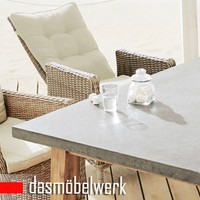 Gartentisch Esstisch 200 cm Holz Zement Faserbeton Leichtbeton Industrie Design 