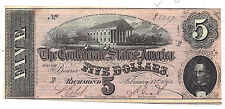 T-69 Pf-7 Cr-561 1864 Confederate States of America Five Dollar Note No.82217