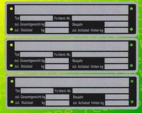 3x Blanko Typenschild Anhängertypenschild Neutral Anhänger Anhängerschild Typ 2