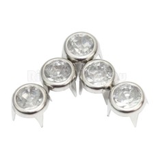 100x 0.28" Metal Stud Rivets Set with Crystal Rhinestone Crafts Decorations Diy
