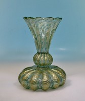 Vase Barovier & Toso Cordonato d´Oro Dekor grün gold, 20 cm