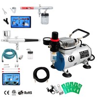 Neu Kompressor Airbrush Komplett Set 2 Double Funktion Airbrushpistole Schlauch