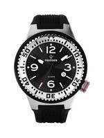 POSEIDON Unisex-Armbanduhr L Analog Silikonband UP00398 Schwarz/Silb. UVP 119,-