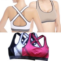 TOP Damen Sport BH Bustier Microfaser Bra Push up Fitness Unterwäsche Nahtlos