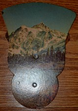 Folding Hand Fan Advertisement Mountain Scene