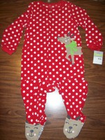 Girls CARTER'S CHRISTMAS REINDEER Blanket Sleeper / Pajamas Size 4 NEW NWT $30 