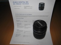 NEU Olympus Zuiko Digital Objektiv ED 40 - 150 mm Four Thirs Anschluß mit SN-Nr.