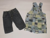 LOT OF 2: Boy GAP Shorts overalls & OLD NAVY jeans Size 0-3 months