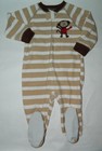 CARTER'S CHILD OF MINE SIZE 12 MONTHS BROWN AND OFF- WHITE FLEECE STRIPED PJ'S 