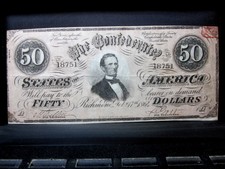 1864 $50 Confederate Note ✪ Xf Extra Fine ✪ States America T-66 V4 ◢Edelmans◣