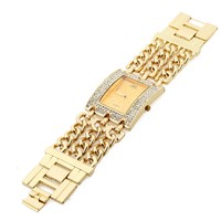 Neu Damen Armband Uhr Uhren Damenuhren Armbanduhr Quarzuhr Goldfarbig + Strass