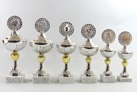 6 er Serie Pokale 25 - 31 cm in Gold/Silber inkl. Gravur und Emblem - E43