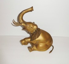Large Vintage Brass Elephant Statue 12" High 9" Wide Weighs 6.4 Pounds