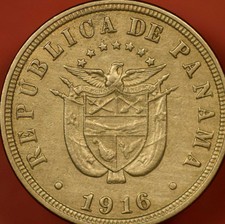 Panama 1916 2 1/2 Centesimos Km#7.2 Extra Fine