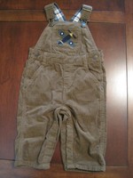 Gymboree Crazy 8 Boy Brown Airplane Plane Corduroy Overalls 6-12 mo EUC Twin