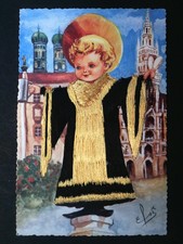 Vintage Elsi Gummier Postcard Embroidered Boy Costume - Munich Germany